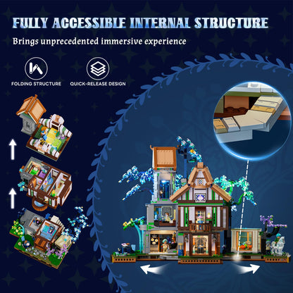 Lumibricks Sylvan-Inn Treehouse Lighting Building-Bricks-Set - 3120 Pcs Elf Hotel Cabin Collection Tree House LED Light Set for Adults and Retro House Collectors