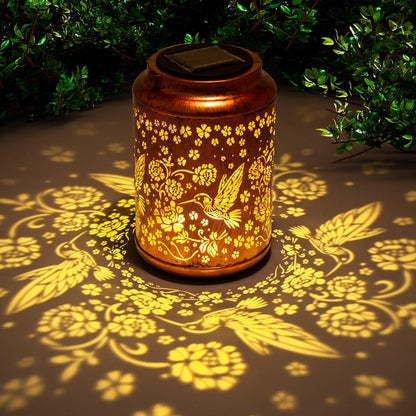 YISITEONE Hummingbird Outdoor Solar Lanterns, Garden Waterproof Metal Hanging Decor Lights for Patio Yard Pathway Lawn Front Porch, Birthday Gardening Gifts for Women Mom Grandma