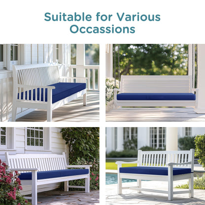 Codi Outdoor Bench Cushion 48 inch, Double Waterproof Patio Furniture Cushions Replacement for Swing, Porch, Couch, 48x18x3'', Navy