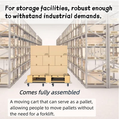 HBFBDRCT Furniture Dolly 4 Wheels, Furniture Movers, 2 Packs 2200 lb Load Capacity Heavy Duty Real Wood Dolly, Multifunctional Moving cart with 4 Soft Rubber Silent Wheels （2 with Brake+ 2 Without）