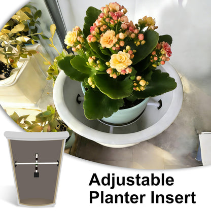 SENWELL-KA Adjustable Planter Inserts with Dual Telescopic Rods & Cross Connector, Upgraded Adjustable Plant Stand Insert with U-Shaped Clips, Heavy-Duty Plant Lifters for Inside Pots(2, White)