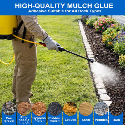 Mulch Glue for Landscaping, 64 OZ Rock Glue & Gravel Binder, Water-Based Non-Toxic Landscape Adhesive, Weather-Resistant Mulch Anchor for Pea Gravel, Pebbles, Wood Chips & Decorative Stone