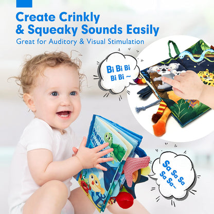 hahaland Baby Books for Baby Shower Gifts - 2PCS - Baby Toys 0-6 Months - Touch & Feel Tummy Time Sensory Soft Books for Babies 0-12 Months, Stroller Travel Toys