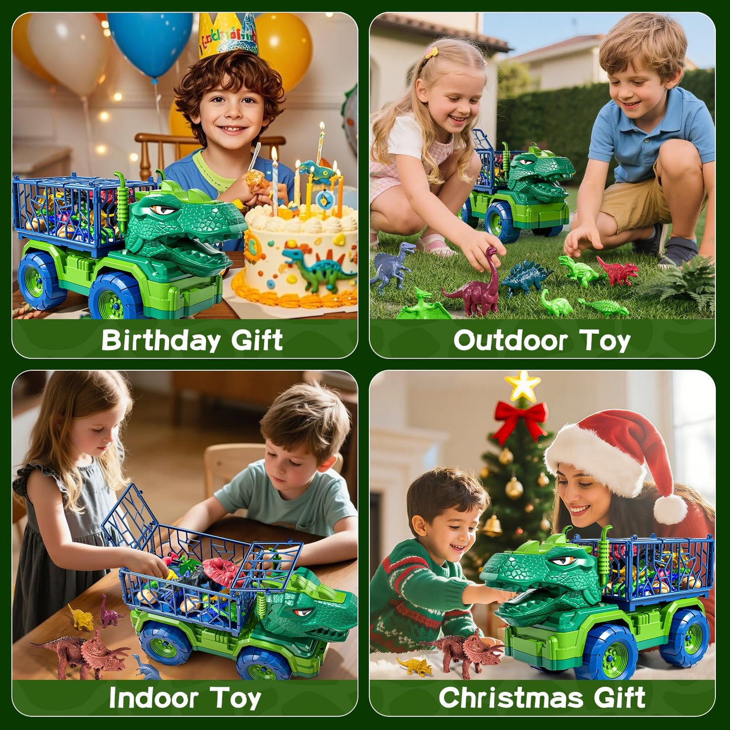 Guminnara 22 in 1 Toddler T-rex Dinosaur Truck Toy Set for Kids Boys 3-5 5-7, Tyrannosaurus Carrier Transport Truck with 18 Jurassic Dino Figures, Birthday Toy for Boys Girls 3 4 5 6 7 Years Old