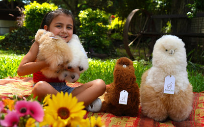 AlpacaNext Alpaca Stuffed Animal – 9 inch. Cute, Soft and Cuddly Alpaca Plush Toy Handcrafted on Real Alpaka Natural Fur (9 inches, Beige)