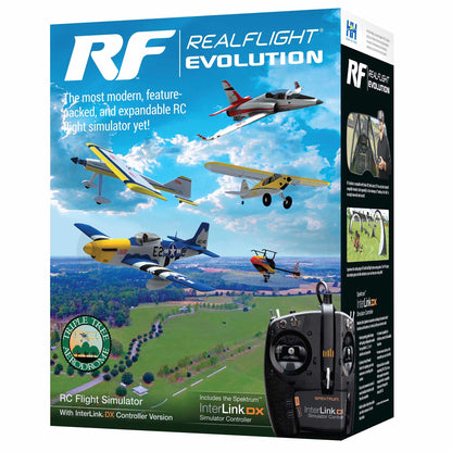 REALFLIGHT Evolution RC Flight Simulator Software with Interlink DX Controller Included RFL2000 Air/Heli Simulators Compatible with VR headsets Online Multiplayer Options