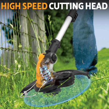 3 in 1 Cordless String Trimmer (No Battery) Compatible with Dewalt 20V Max Battery, 12" Electric Weed Wacker with Auto Line Feed, Foldable Weed Eater/Edger Trimmer/Mower for Yard Garden, Grass Trimmer