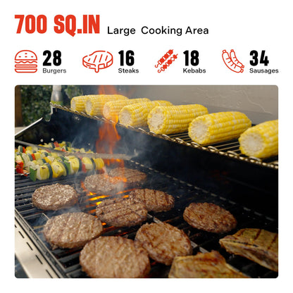 Monument Grills Larger 4+2 Burner Propane Gas Grills Stainless Steel Cabinet Style with Side & Side Sear Burners, Built-In Thermometer, and Knob Controls