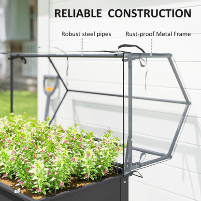 Outsunny Raised Garden Bed with Greenhouse Cover, Elevated Planter Box with Legs and Drainage Hole for Vegetables Flowers Herbs, 39.4" x 18.9" x 48.8", Dark Gray