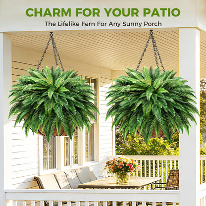 Suntee 2 Pack 48" Large Artificial Ferns, 3 Pack Tomato Cage with 10 Gallon Grow Bags