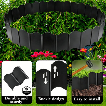 Orgrimmar 20 ft Garden Edging 40PCS Interlocking Landscaping Edging Kit, Plastic No-Dig Pound-in Garden Edge(20' Long x 5.3” Tall) - Black