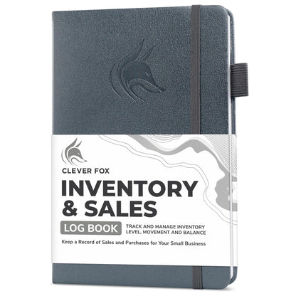 Clever Fox Inventory & Sales Log Book for Small Business – Inventory Ledger Book, Inventory Notebook, Order Tracker Book for Purchases, Sales & Reorders – Undated, Hardcover, A5, Silver Black