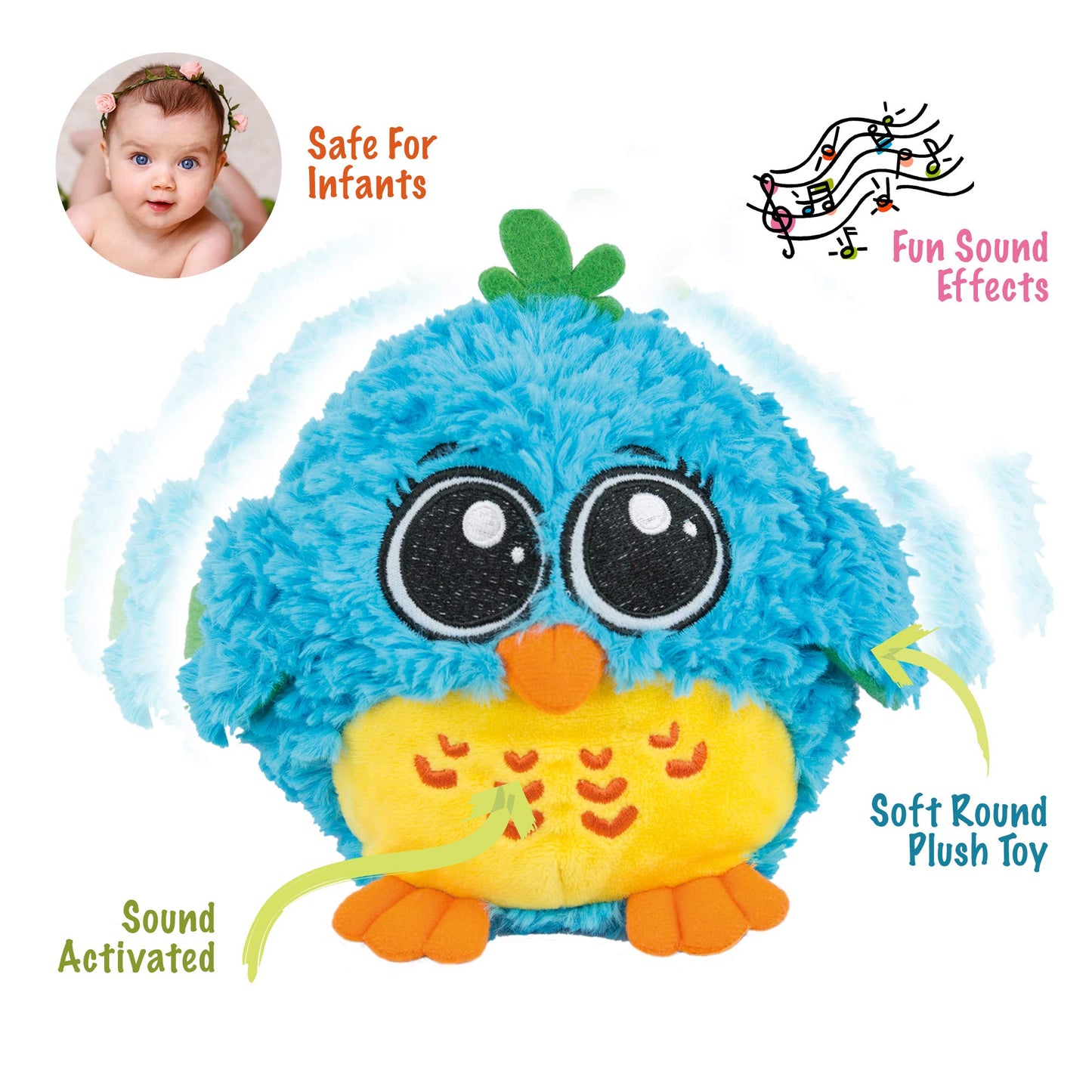 KiddoLab Baby Toys 6-12 Months & Up - 'Mr. Blue' Dancing & Singing Bird - Sound & Touch Activated Musical Toy for Boys & Girls - Ideal Gift for Infants, Babies & Toddlers