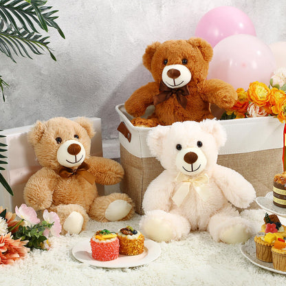 Zhanmai 3 Pcs Bear Stuffed Animals Bulk 13.5 Inch Plush Bear Toy Gifts Soft Cute Plushies for Wedding Engagement Birthday Baby Shower Party Favor(Classic Color)