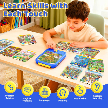 Kids Learning Tablet Bilingual, Montessori Educational Learning Toys for Toddlers 3-5 Year Olds, with 2000+ Words and Games, Autism Sensory Speech Therapy Toys, 3 4 5 6 Year Old Boy Girl Birthday Gift