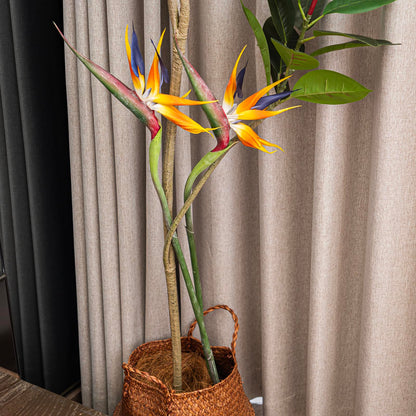 DUYONE Artificial Flowers Bird of Paradise 37'' Large Latex Fake Greenery Plants Long Stem Red Plants 2Pcs for Home,Living Room,Bedroom,Dining Table(Orange 2pcs)