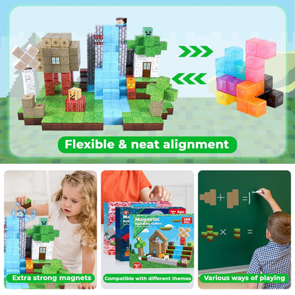 Annexfun Magnetic Blocks-100PCS Magnetic Building Blocks, Magnetic Tiles Kids Build Cubes 2026 Upgraded STEM Game Toys, Christmas Birthday Gifts for Boys & Girls Ages 3+