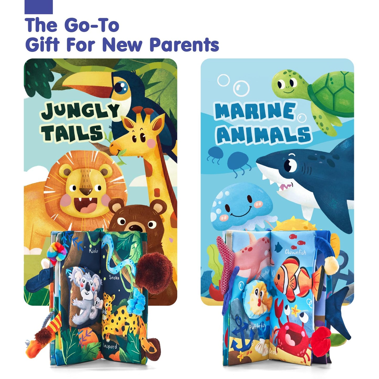 hahaland Baby Toys 0-6 Months - Crinkle Books for Babies 2-Pack, Soft Cloth Sensory Touch Feel Baby Book 6-12 Months Infant Montessori Toys 0-3 Month Newborn Baby Boys Gifts 3-6 Months Travel Toys