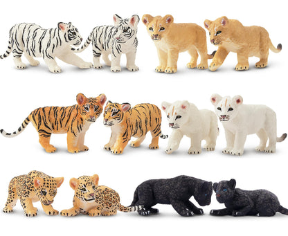 Toymany 12 Safari Animal Figurines, High Emulational Baby Plastic Zoo Animals, Lions Tigers Leopards Figure Toy Set, Easter Eggs Cake Toppers Christmas Birthday Gift for Kids Toddlers