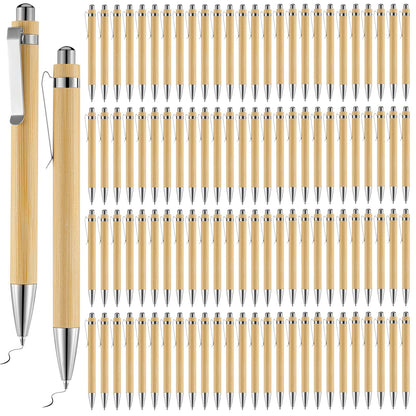 Maitys 1000 Pcs Bamboo Ballpoint Pens Bulk Wooden Retractable, Black Ink, 1mm Engraving Wooden Pen Customizable Gift Bulk