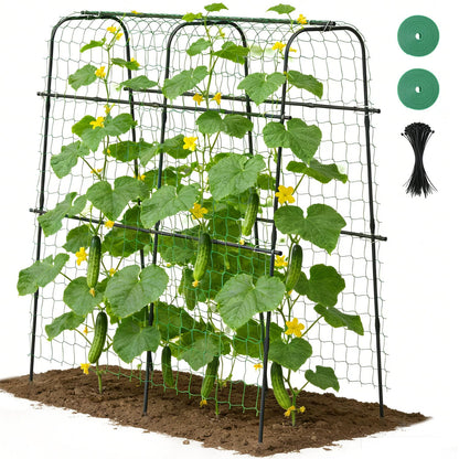 Suteck Cucumber Trellis for Raised Bed – 63" Tall Arch U-Shaped Metal Garden Trellis for Climbing Vegetables, Easy Assembly Plant Support for Home Gardeners
