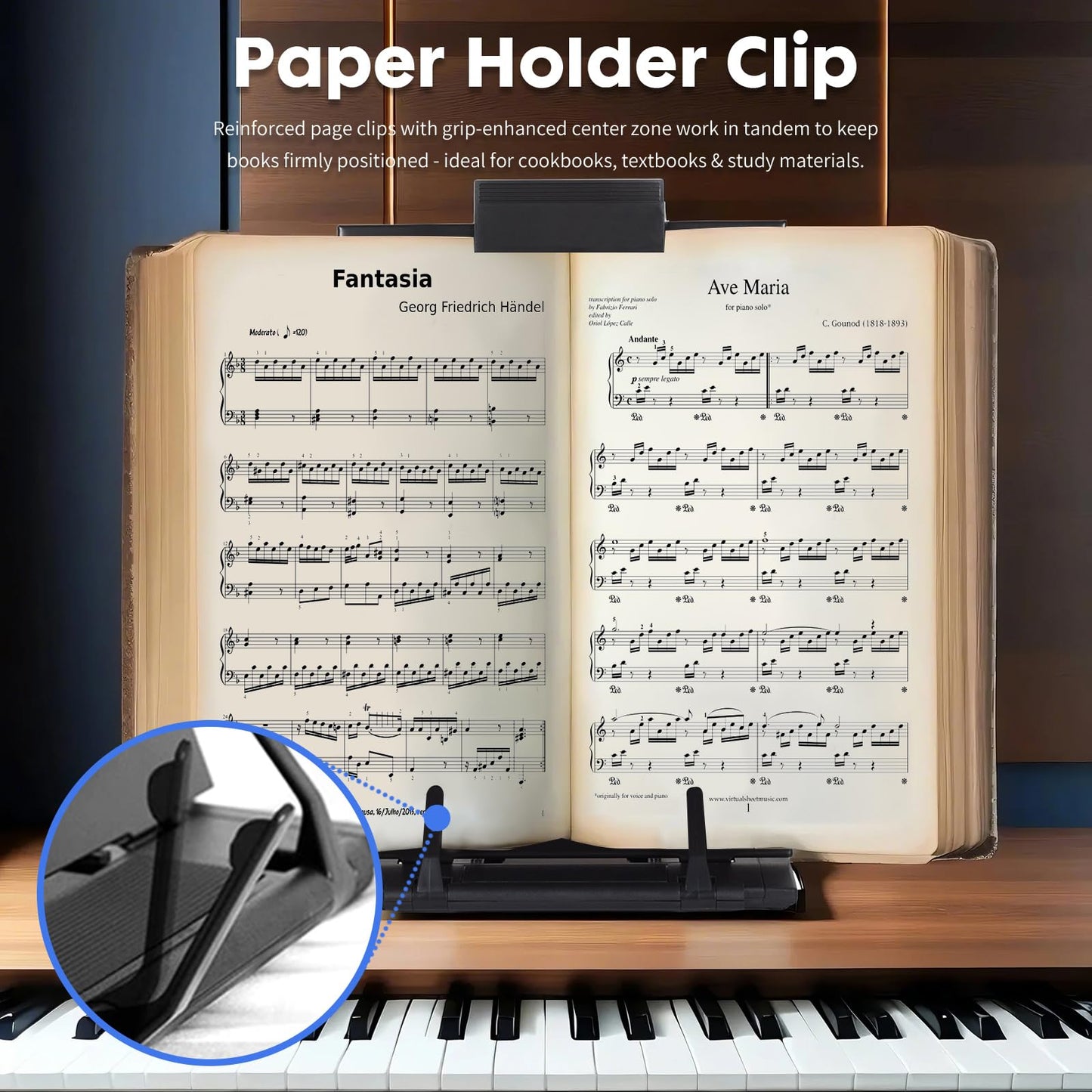 Resulzon Paper Stand Document Holder with 7 Adjustable Positions, Paper Holder Stand for Desk When Typing for Reading A4 Letter, Books, Receipts, Sheet Music, Textbooks