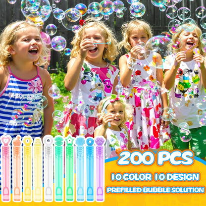 200 Pack Mini Bubble Party Favors for Kids, Bubbles Bulk with Gift Box, Pastel Bubble Wand Sticks Toy for Party Supply, Birthday Decorations, Wedding, Goody Bag Stuffers Fillers, Carnival Prizes