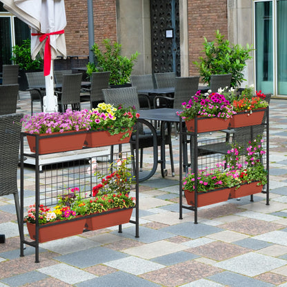 OYEAL Raised Garden Beds with Legs & Trellis, 32" Tall Herb Garden Planters for Indoor/Outdoor Plants, Vertical Elevated Flower Box for Backyard, Porch, Patio, Balcony, Red