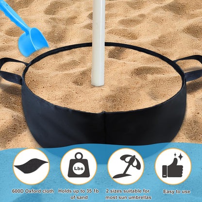 Beach Sunshade Umbrella Weight Sand Bags Parasol Base with Sand Anchor, Outdoor Beach Umbrella Base Stand Kit Portable Sand Umbrella Holder with Shovel Fits Most Beach Umbrellas Ideal for Strong Winds