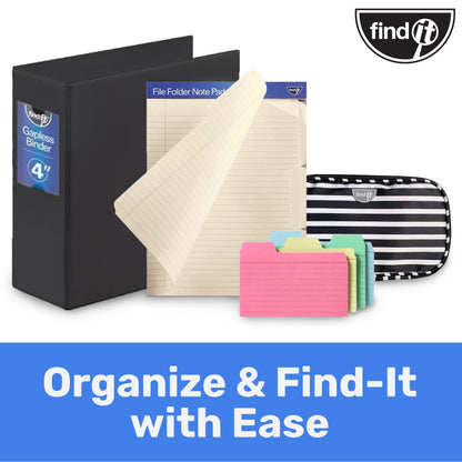 Find It File Folder Notepad - Pack of 12-9.5 x 12.5 Inch Notebook Organizer Folders for Filing, Document, and Clipboard Organization - Pink