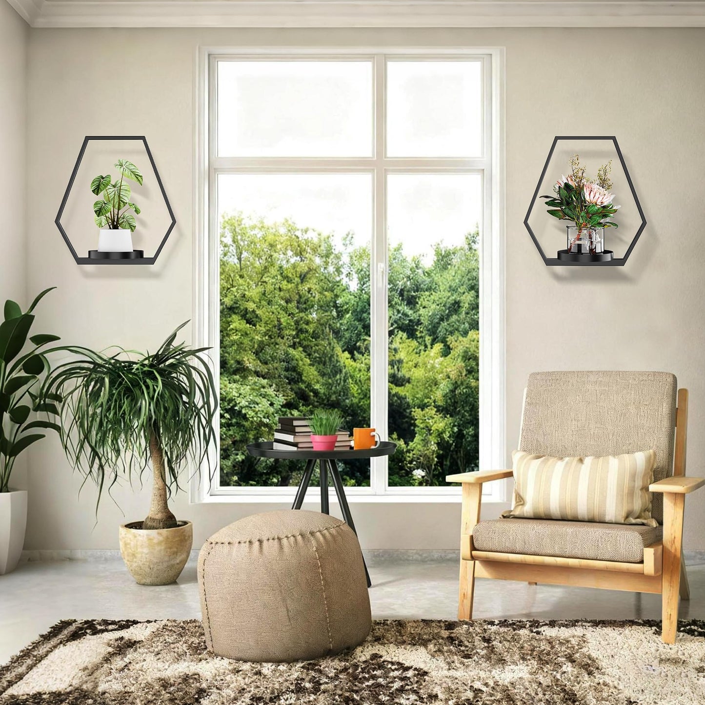 DEMEGA Wall Planters for Indoor Plants, Plant Frames Wall Decor Living Room Plant Stand Hanging Wall Plants Holder to Hold Large Pots Wall Plant Hanger Window Plant Shelves for Outdoor Entryway