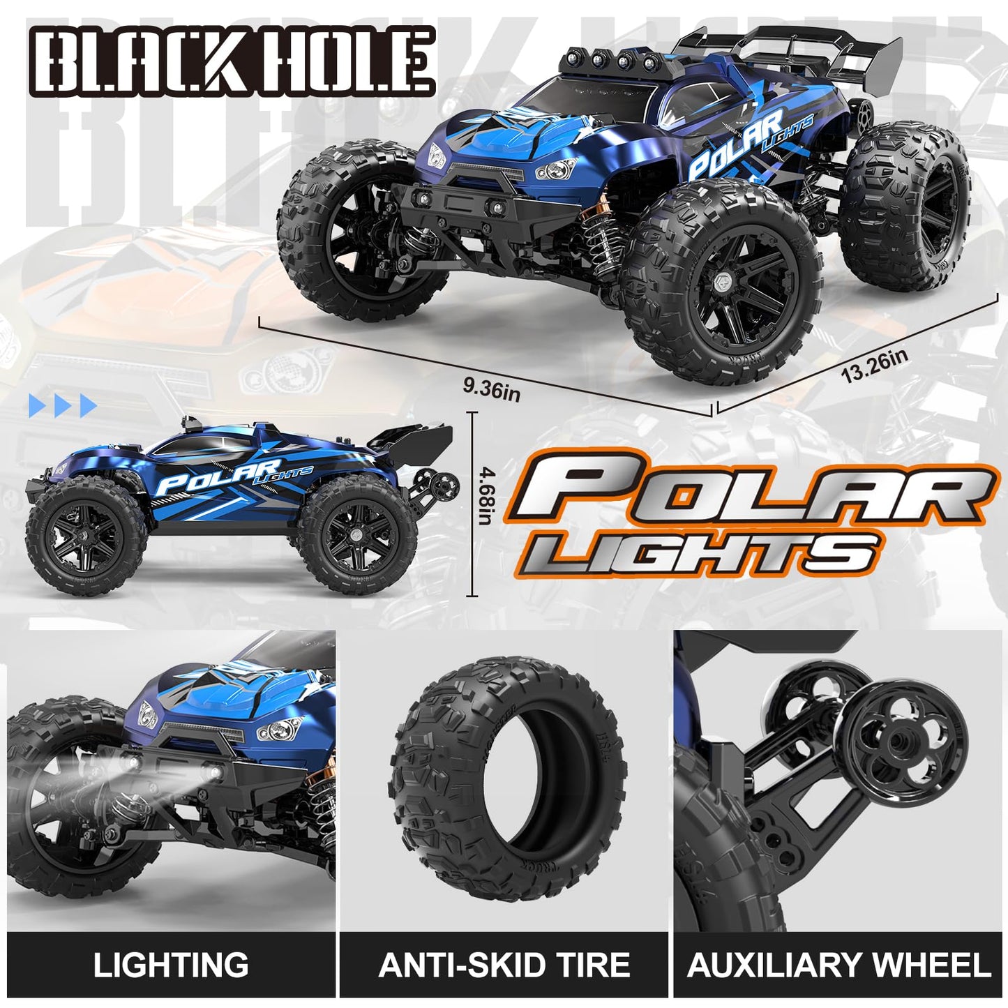 Womaqu Rc Cars 1:14 All Terrain RC Car for Adults & Boys, 4WD Off-Road RC Truck High Speed Fast 40+ KPH, 4X4 Waterproof Remote Control Car with 2 Rechargeable 1300 mAh Batteries