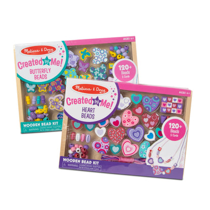 Melissa & Doug Sweet Hearts and Butterfly Friends Bead Set of 2-250+ Wooden Beads