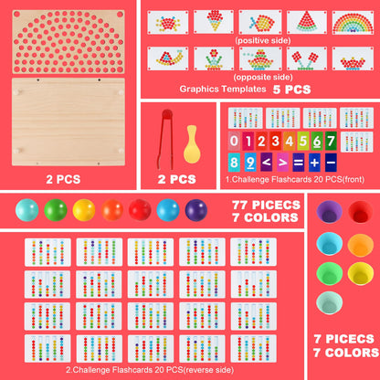 Wooden Peg Board Bead Game-Montessori Wooden Farm Sensory Toddler Toys