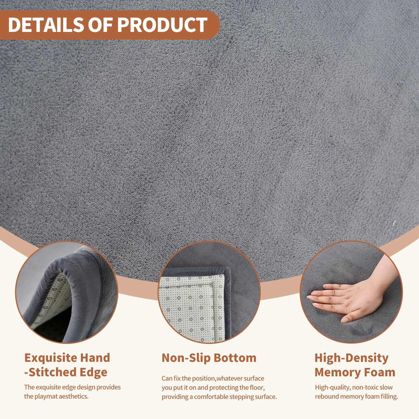 Baby Play Mat for Floor - 1.4" Thick Memory Foam Rug, 70"x59" Playpen Tummy Time Mat, Soft Velvet Nursery Rug, Large Padded Crawling Mats, Cushioned Pads for Playroom Toddlers, Infants, Yoga, Tatami