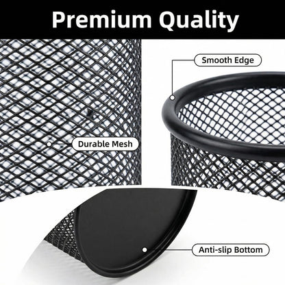 SNOW COOLER Pen Holder Pencil Holder Mesh Metal Pen Cup Holder Pencil Cup Holder for Desk Office Home Pen Organizer Black, 6 Pack