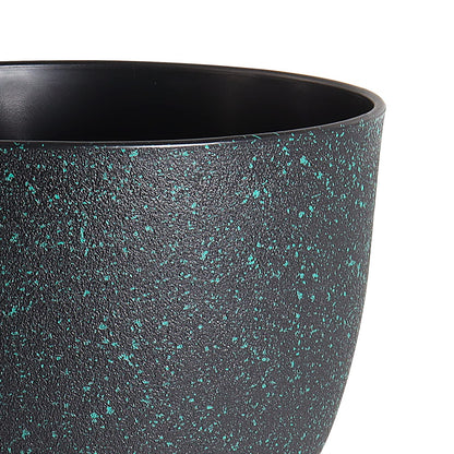 WOUSIWER Plant Pots 10/9/8 inch, Set of 3 Modern Decorative Plastic Planters with Drainage Holes and Saucers for House Plants Indoor Flowers Plants, Black with Green Speckles