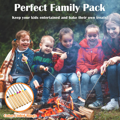 150 Pack 32 Inch Marshmallow Roasting Sticks Bulk, Smores Skewers for Fire Pit Kit, Hot Dog Camping Skewers Accessories Campfire Marshmellow Extendable Forks Bbq Tools Smores Sticks