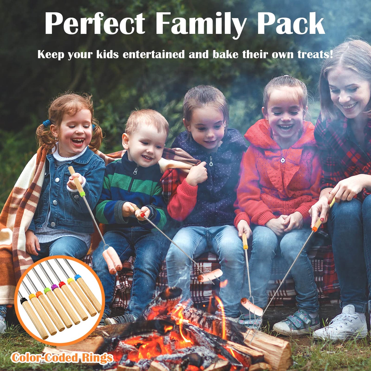 40 Pack 32 Inch Marshmallow Roasting Sticks Bulk, Smores Skewers for Fire Pit Kit, Hot Dog Camping Skewers Accessories Campfire Marshmellow Extendable Forks Bbq Tools Smores Sticks