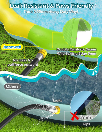 Jasonwell Splash Pad Sprinkler for Kids Splash Play Mat Outdoor Water Toys Inflatable Splash Pad Baby Toddler Pool Boys Girls Children Outside Backyard Dog Sprinkler Pool Age 1 2 3 4 5 6 7 8 9 L