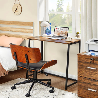 WOHOMO Folding Desk for Small Spaces, 31.5 Inch Foldable Computer Desks, Small Desk for Home Office, Study, Bedroom, Space Saving Writing Work Computer Table, Easy to Fold, Rustic Walnut