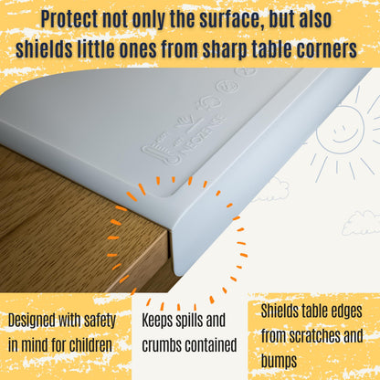 Silicone Craft Mat for Painting, PlayDoh and Art Projects with Angle-Protective Safety Edge – Toddlers & Kids Placemat – Non-Slip & BPA-Free Food Mat – 1.5mm Thick, 24"x16", Cloud Gray