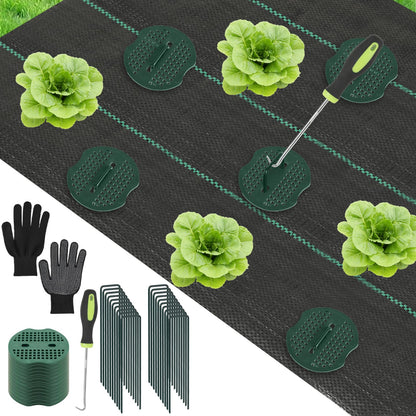 4ftx50ft Premium Weed Barrier Fabric, 3.2oz Heavy Duty Landscape Fabric with Hook Staples Gaskets Gloves, High Permeability Garden Cloth Mat Good for Landscaping Weed Blocker Fabric Garden Bed Cover
