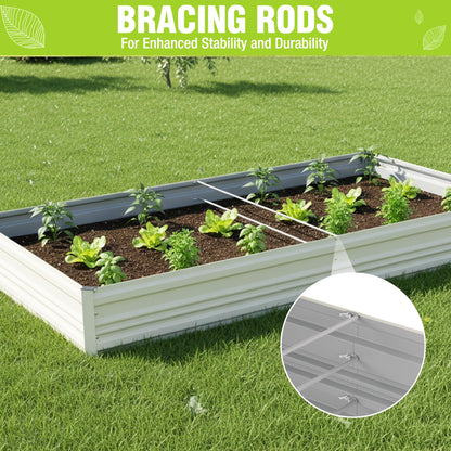 WORKPRO 2PK 7.5x4x1ft Outdoor Galvanized Raised Garden Bed, Rust-Resistant Planter Raised Beds for Vegetable, Flowers, Herbs, White