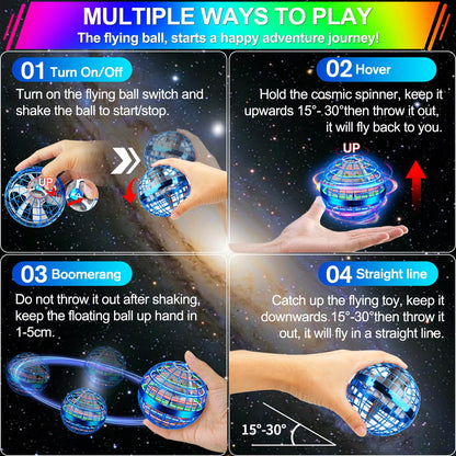 Vantexi Flying Orb Ball Toy,2026 Upgraded Parachute LED,Magic Hand Controlled Mini Gravity Ball,Cosmic Globe Boomerang,Cool Christmas Birthday Gift for 6 7 8 9 10+ Year Old Boys Girls-Bright Blue