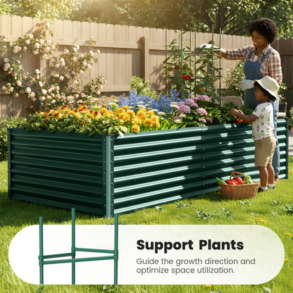 Quictent Galvanized Raised Garden Bed 8x4x2 Ft Tall Metal Planter Box for Vegetables Outdoor Bottomless for Backyard, 2 Tomato Cages Included, 22.04" Deep (Green)
