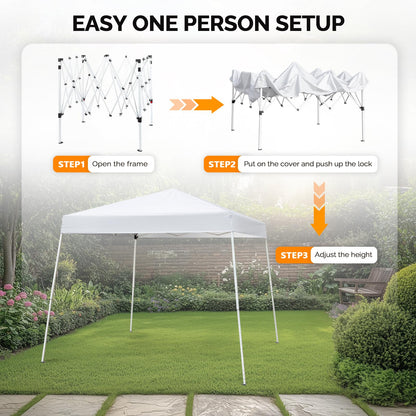 VINGLI 10x10 ft Pop Up Canopy Tent, Easy Up Tent Canopy, Foldable Portable Canopies for Camping, Patio, Outdoor Gazebo Slant Legs, Outdoor Instant Shelter Canopies with Carry Bag (White)