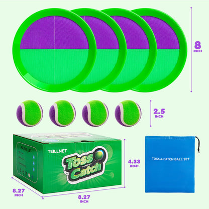 Toss and Catch Ball Set Upgraded - Beach Toys Outdoor Games Baseball Games - Sturdy & Water-Resistant Great for Pool Yard - Classic Gift for Toddlers Kids Boys Girls 3 4 5 6 7 8 9 10 11 12+ Years Old