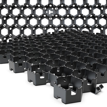 Vodaland Permeable HexPave System - Grass & Gravel Pavers - 100% Recycled PPE Plastic, Handles 27,000 lbs, 1" Depth, 65 s.f / 22 Units