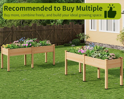 ZIENLIFE Wood Raised Garden Bed, 72x24x30in Elevated Wooden Planter Box with Legs Standing Growing Bed for Backyard, Patio, Balcony with Bed Liner, 200 Pound Capacity 3PCS
